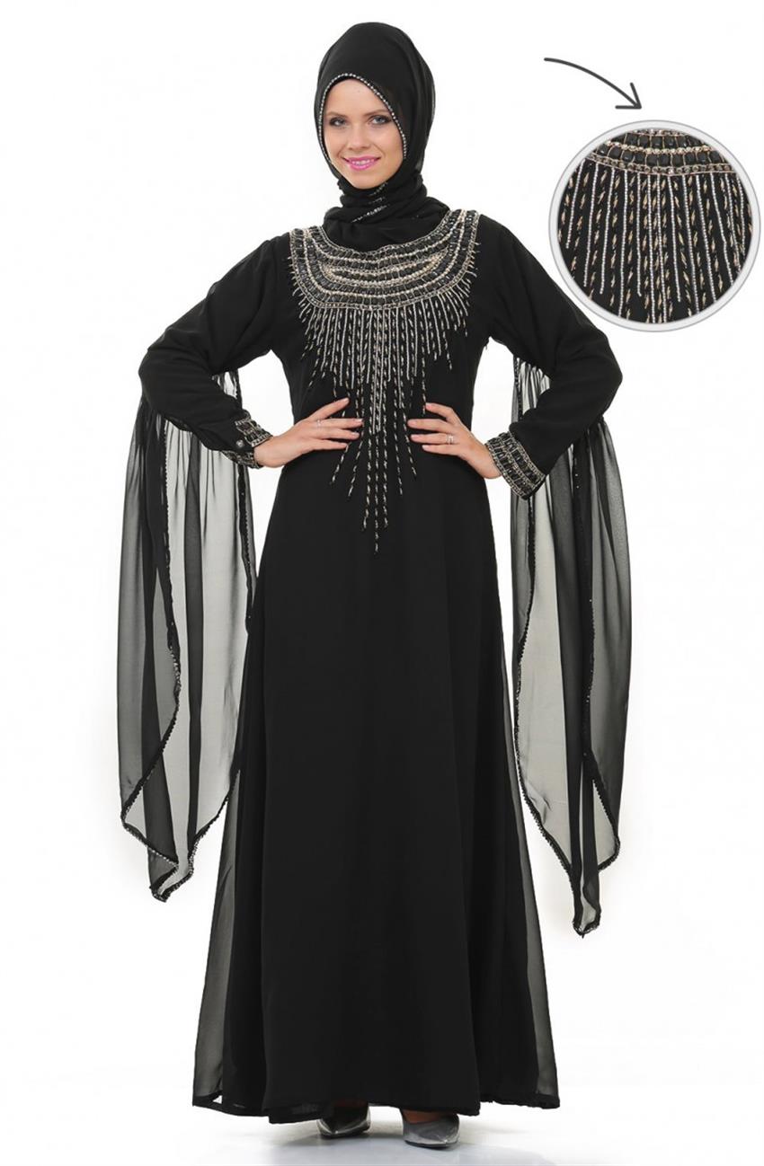 Abiye Siyah Elbise 3086-01
