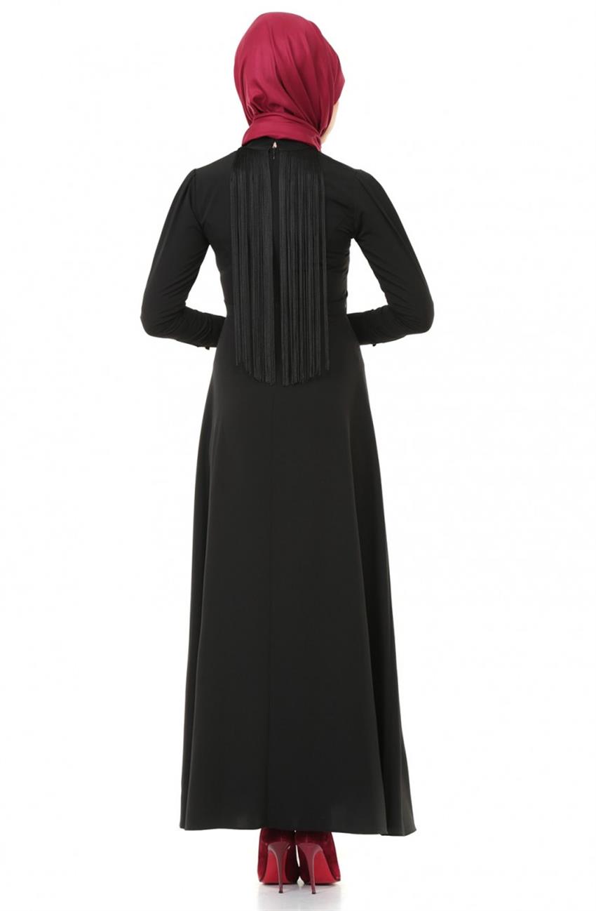 Püskül Detaylı Siyah Elbise ZEN137-1004