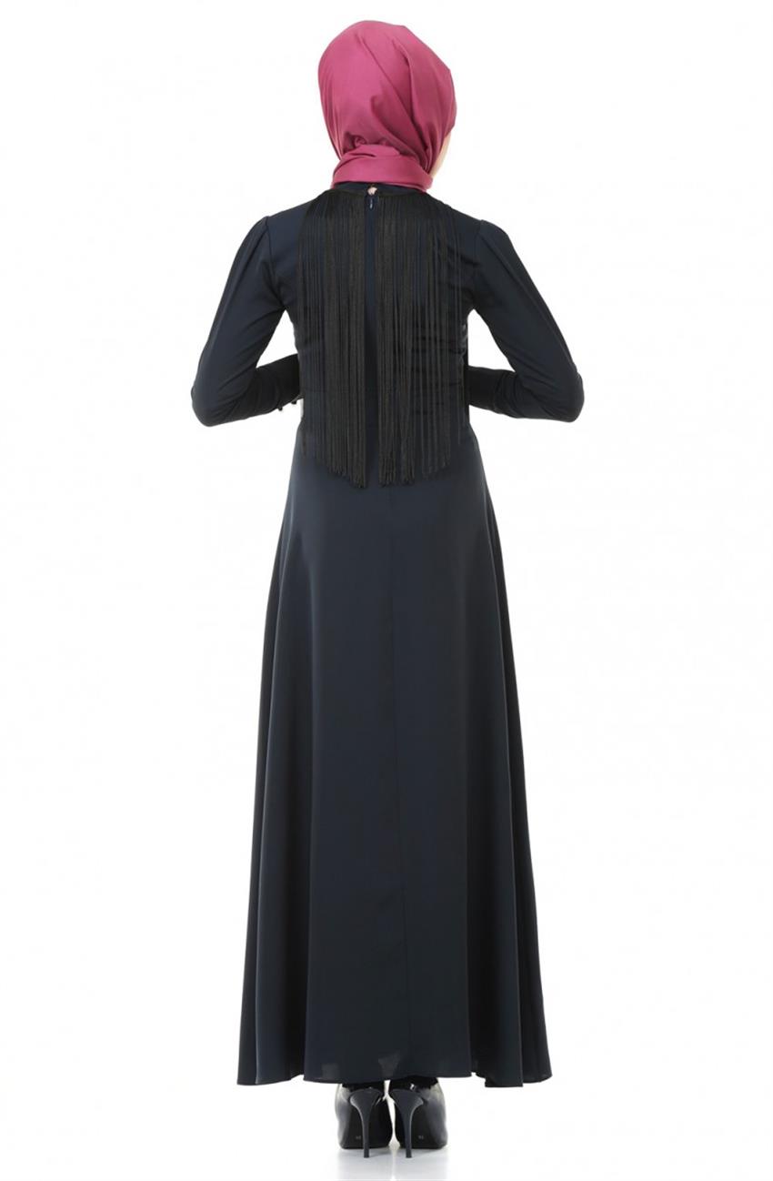 Püskül Detaylı Lacivert Elbise ZEN137-1010