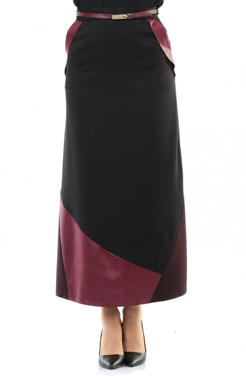 Skirt-Black Claret Red KA-A5-12065-1226