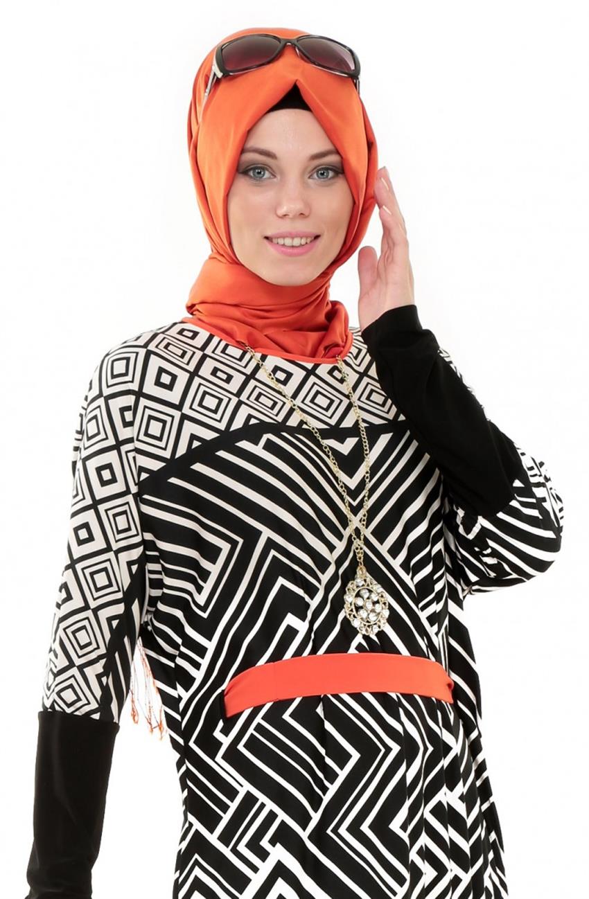 Desenl فستان-أسود برتقالي ar-4604-115-0178