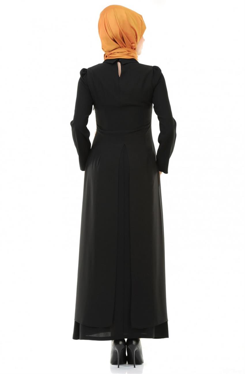 Siyah Elbise Sarı 4596-066-0129