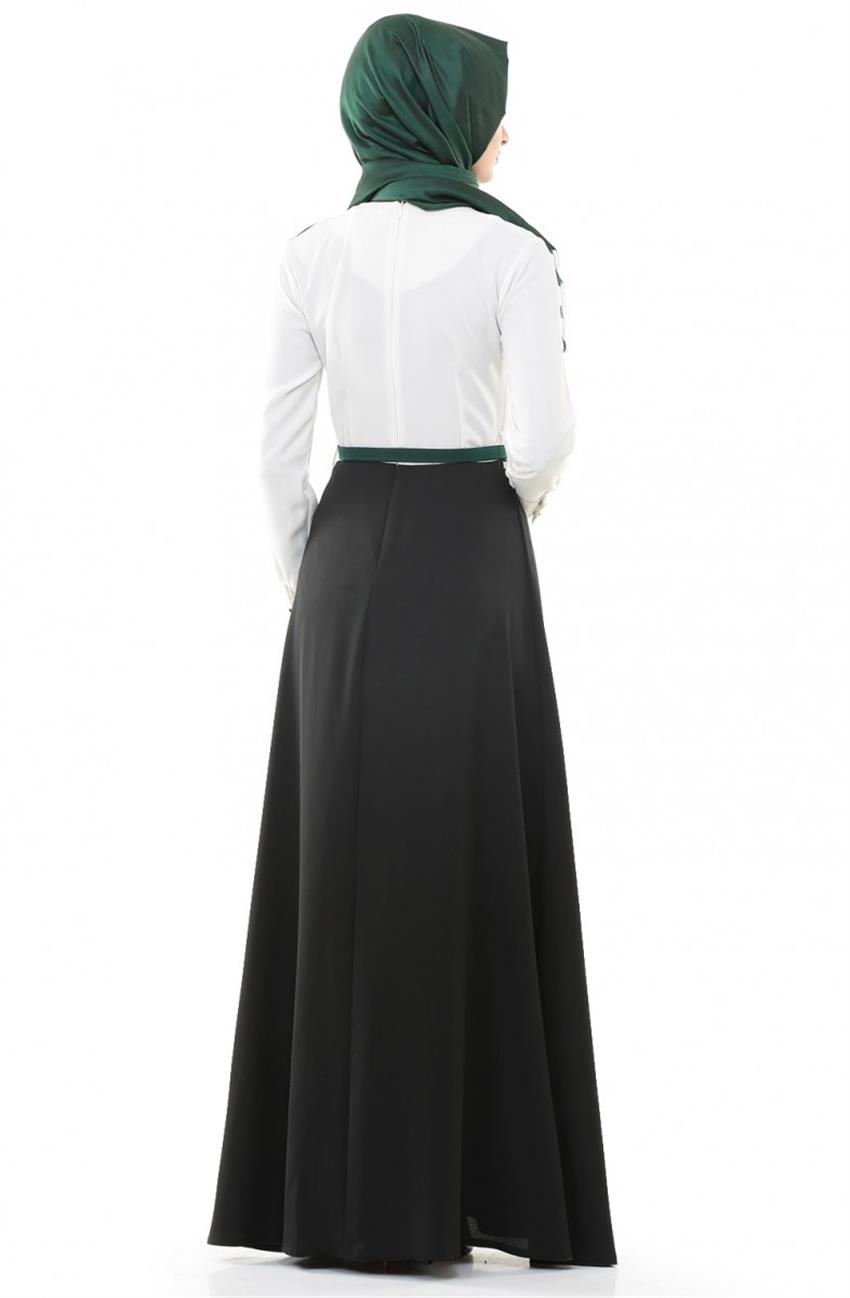 Dress-Koyu Green Black 6382-2201