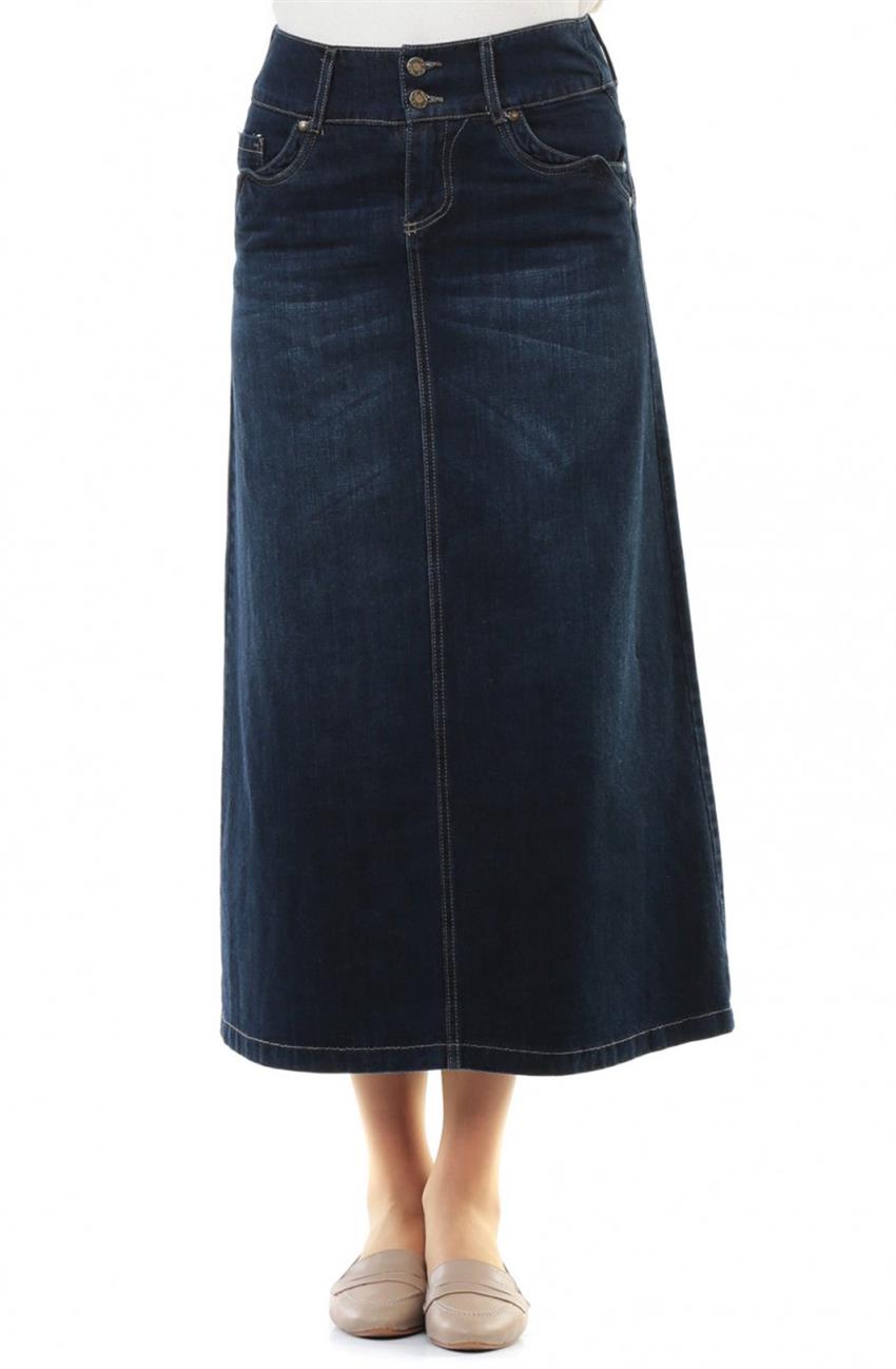 Jeans Skirt-Navy Blue 2058B-17