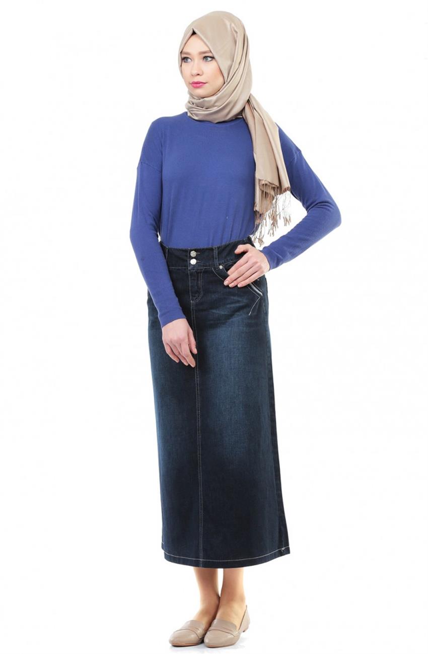 Jeans Skirt-Navy Blue 2029U-17