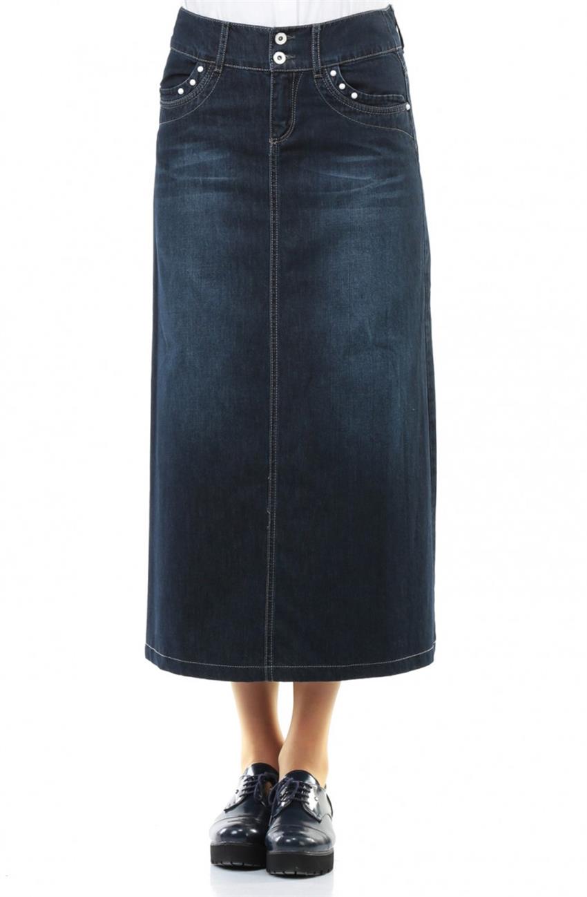 Jeans Skirt-Navy Blue 2015U-17