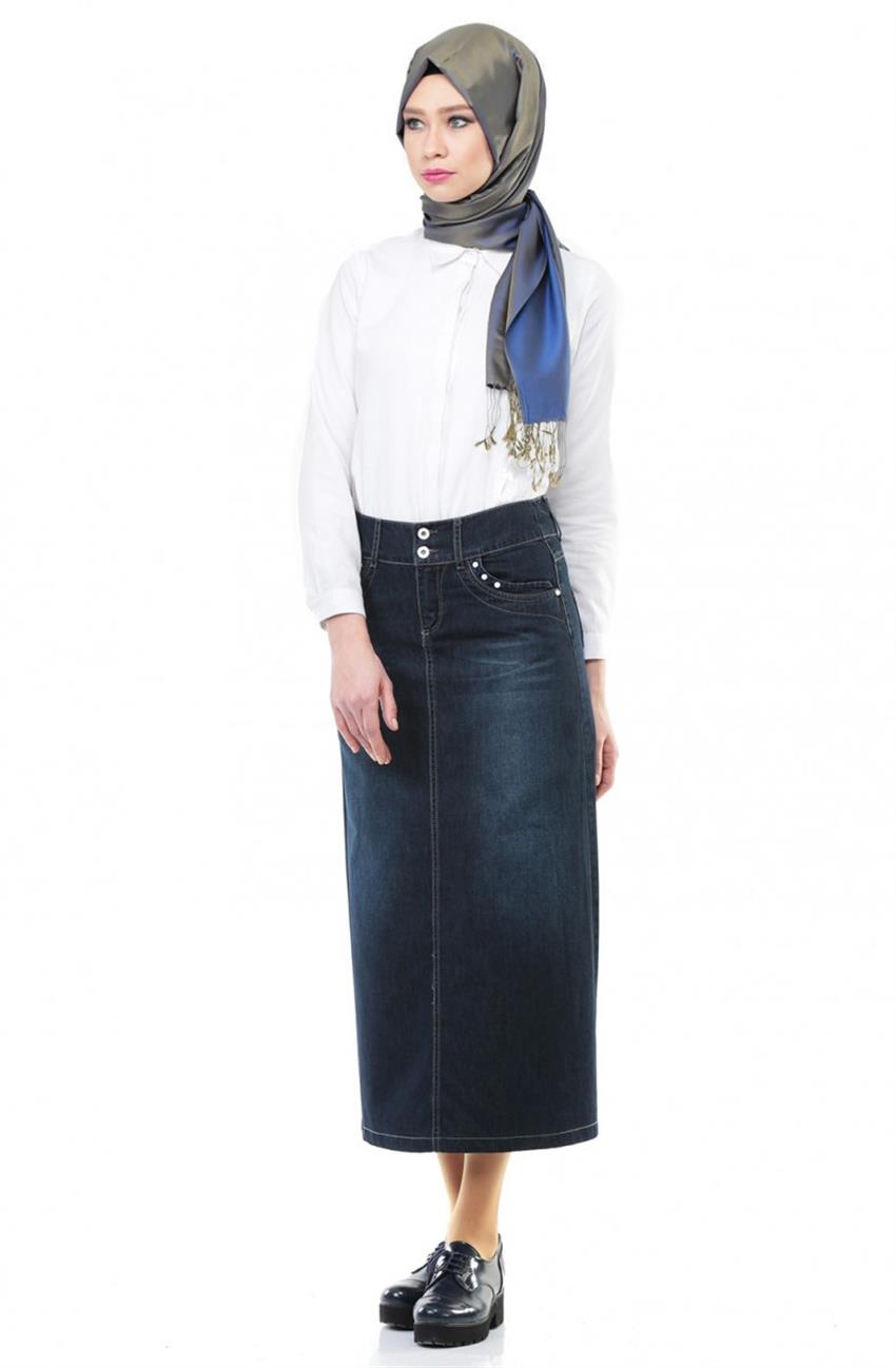 Jeans Skirt-Navy Blue 2015U-17
