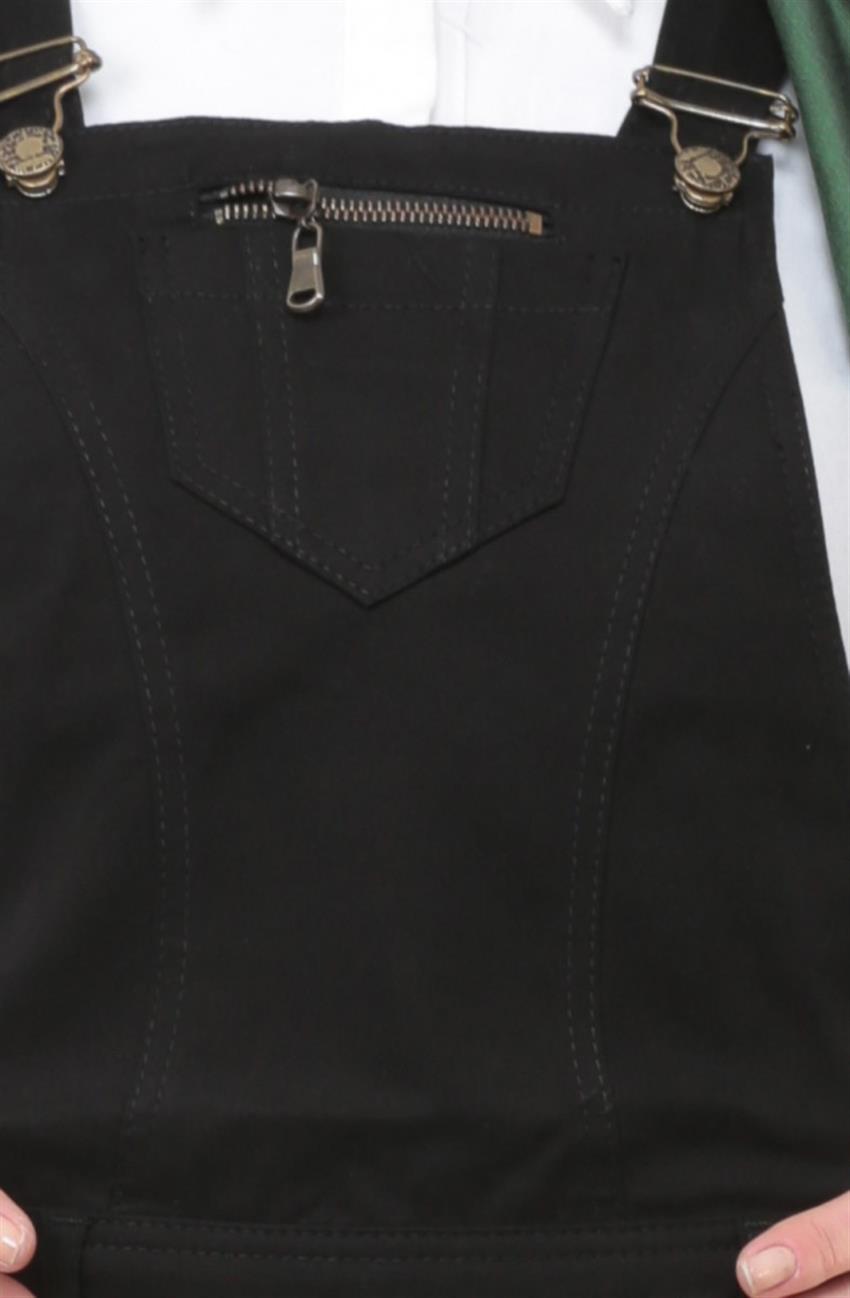 Gabardin Salopet Siyah Elbise 637SY-01
