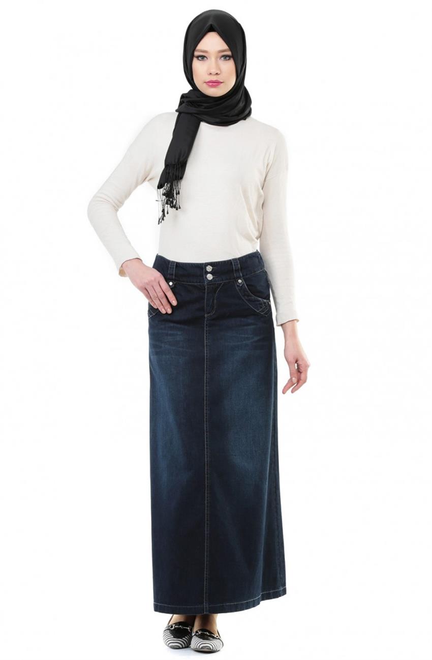 Jeans Skirt-Navy Blue 2022-17
