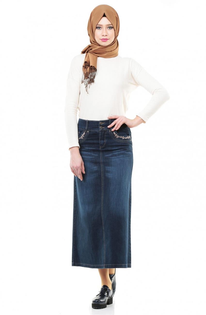 Jeans Skirt-Navy Blue 2068-17