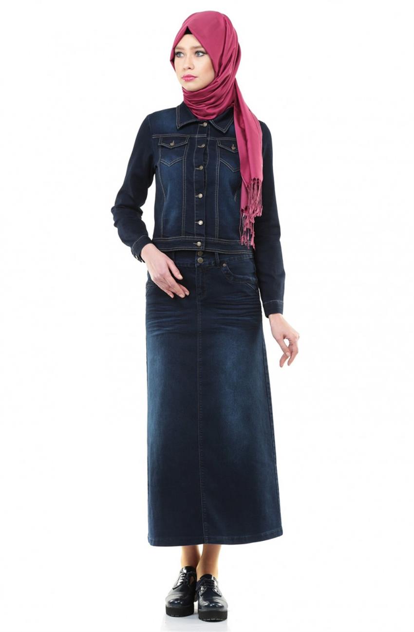 Jeans Skirt-Navy Blue 2081-17