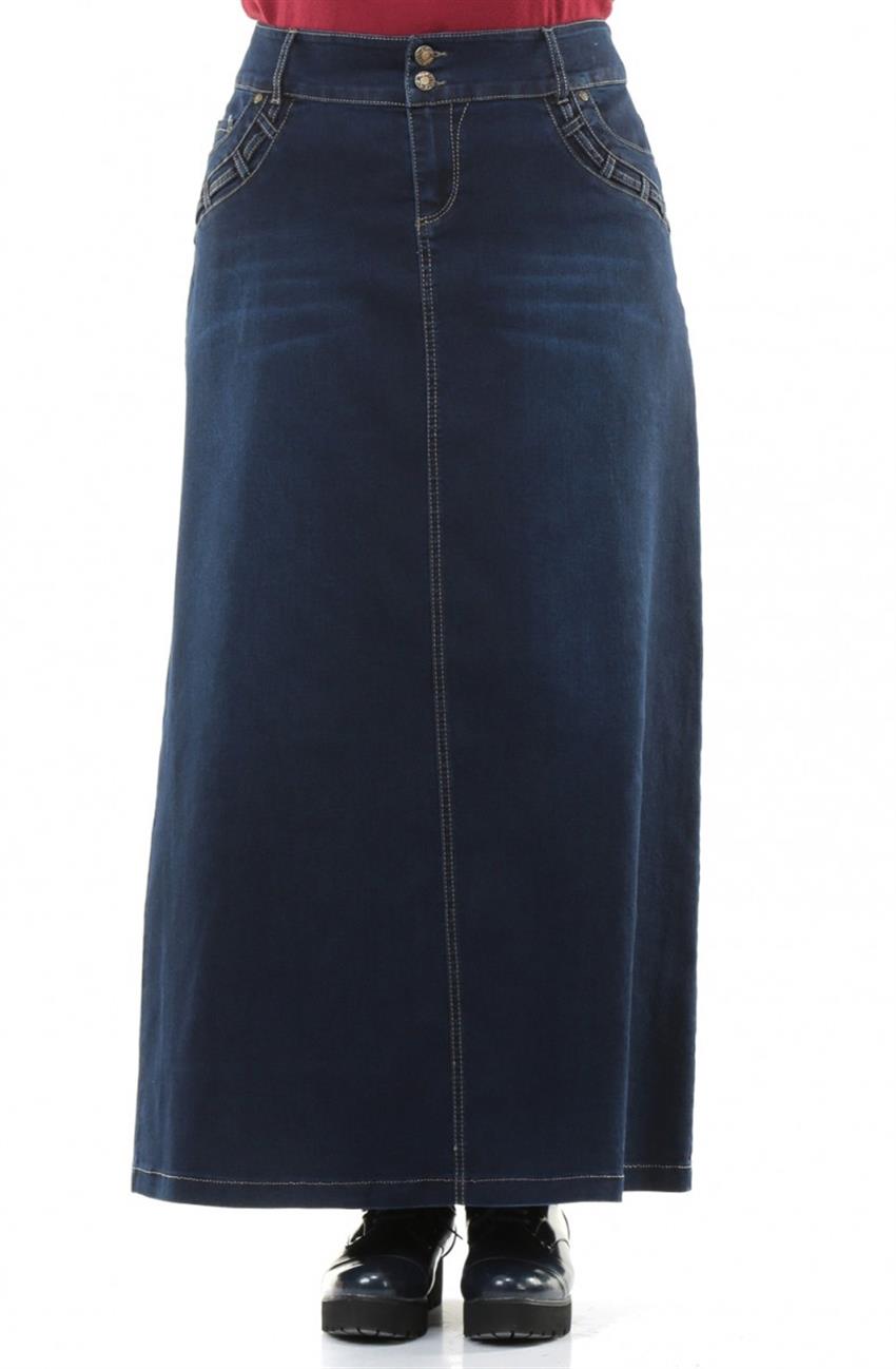 Jeans Skirt-Navy Blue 2054B-17