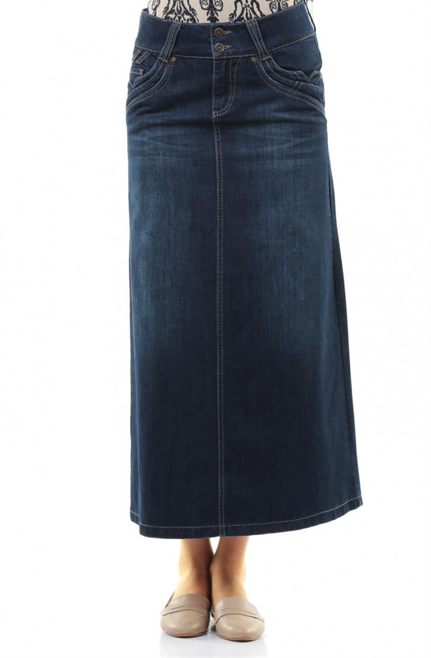 Jeans Skirt-Navy Blue 2075-17