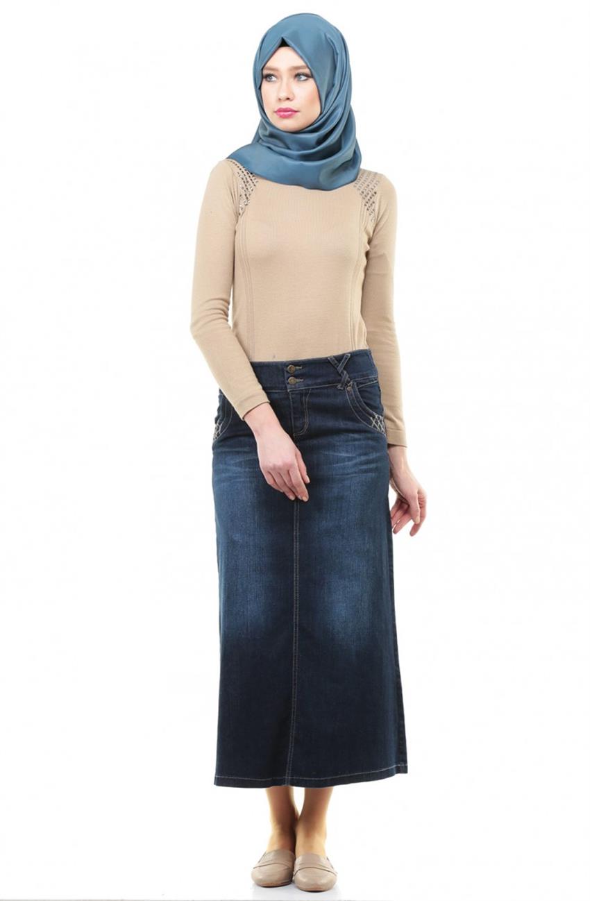 Jeans Skirt-Navy Blue 2028-17