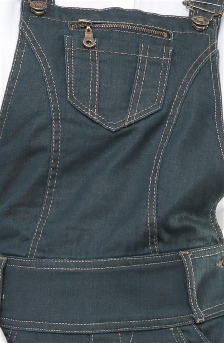 Jeans Dress-Koyu Green 637YŞ-22