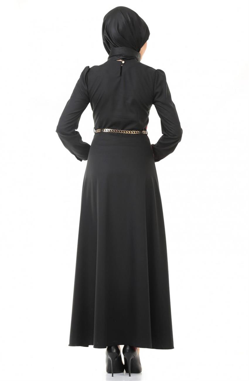 Kloş Kesim Mercan Elbise Siyah ZE3029-7101