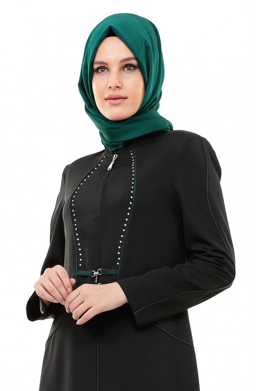 Abaya-Black Green 705-0121