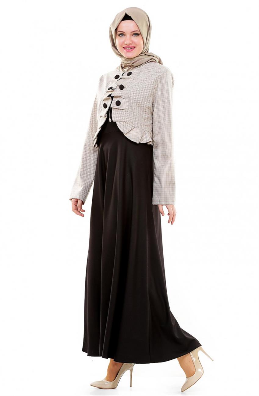 فستان طقم-أسود كريمي ar-8074-0112