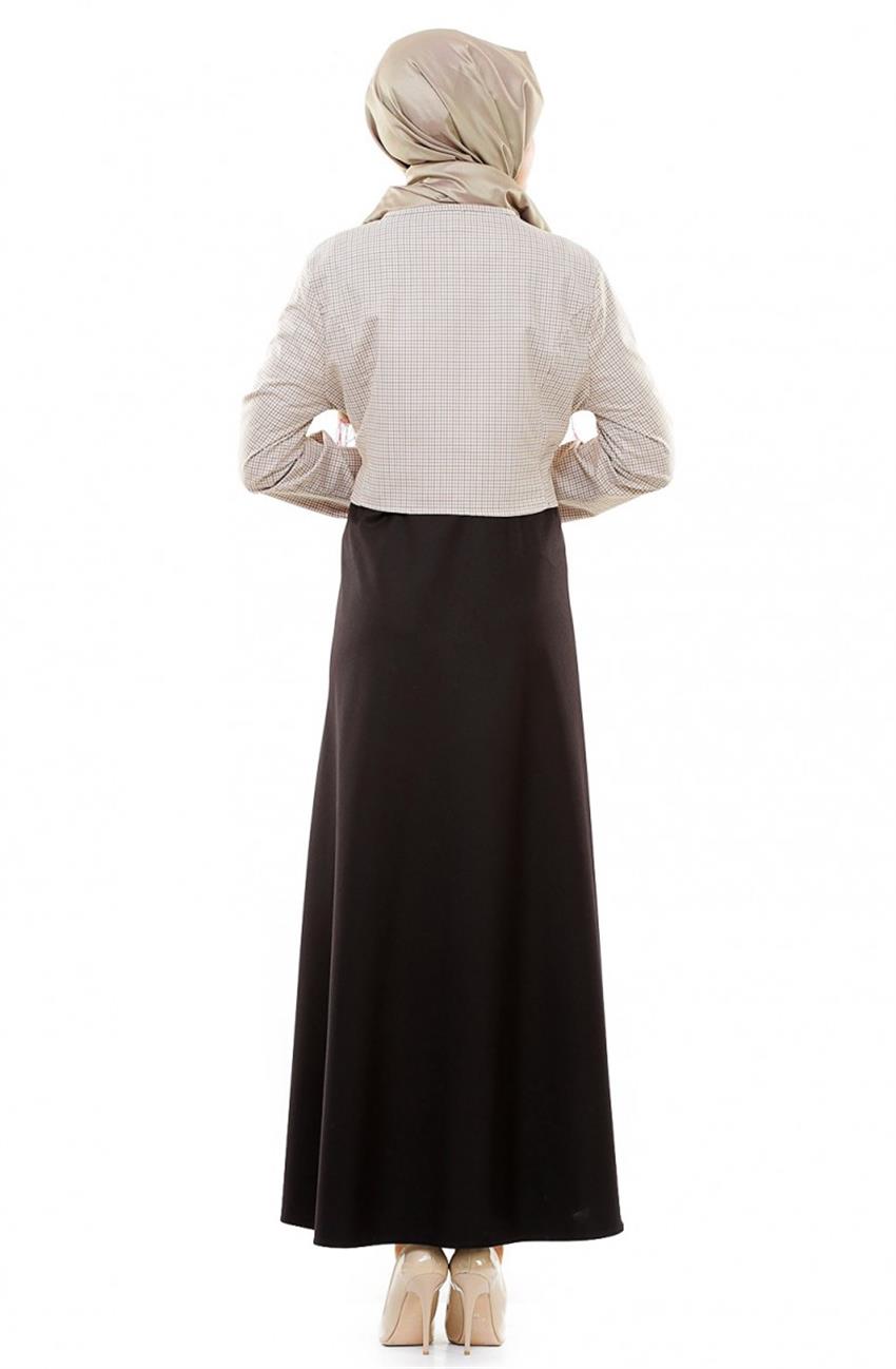 فستان طقم-أسود كريمي ar-8074-0112