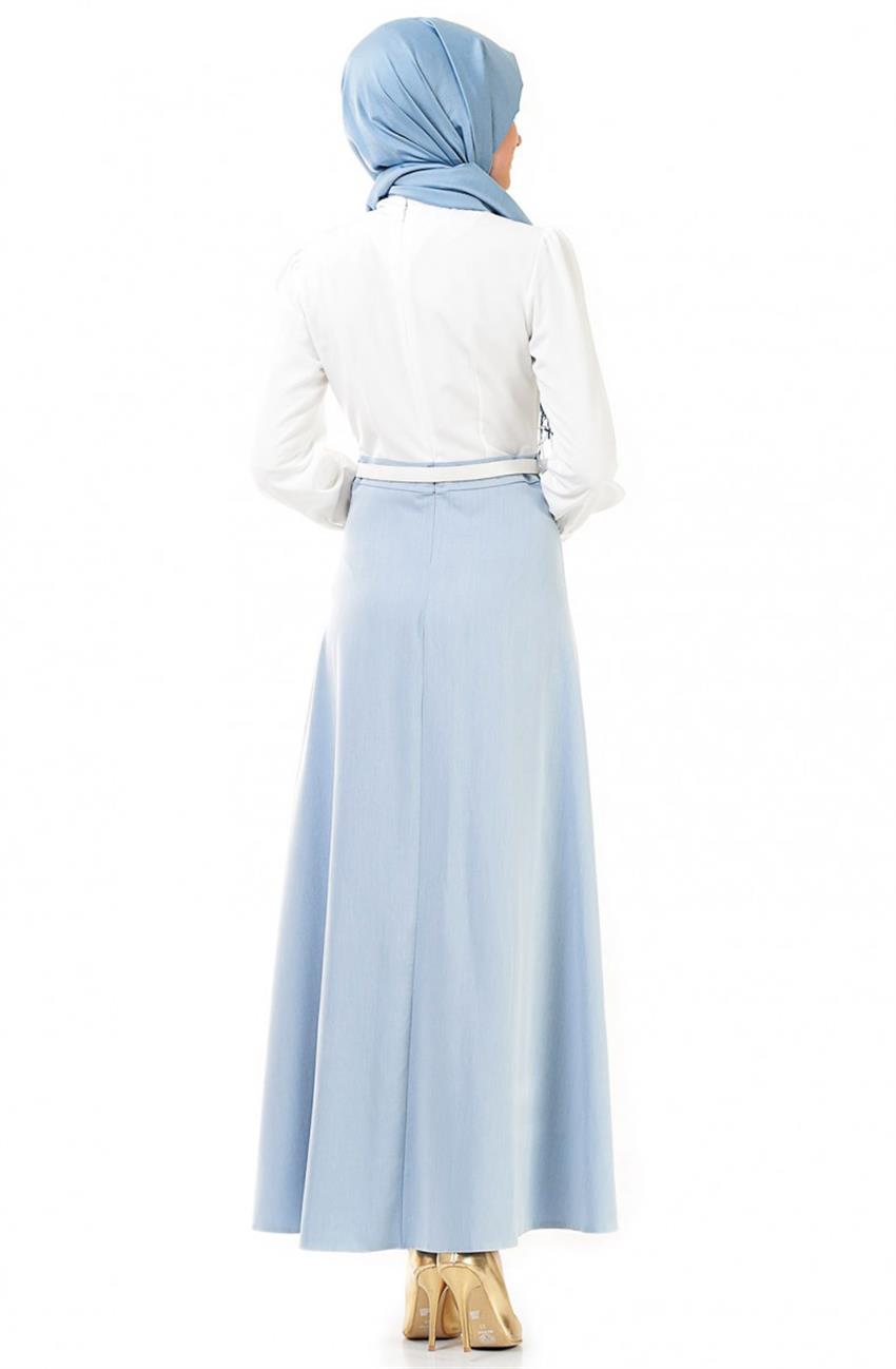 Kloş Kesim Beyaz Elbise 3650-02