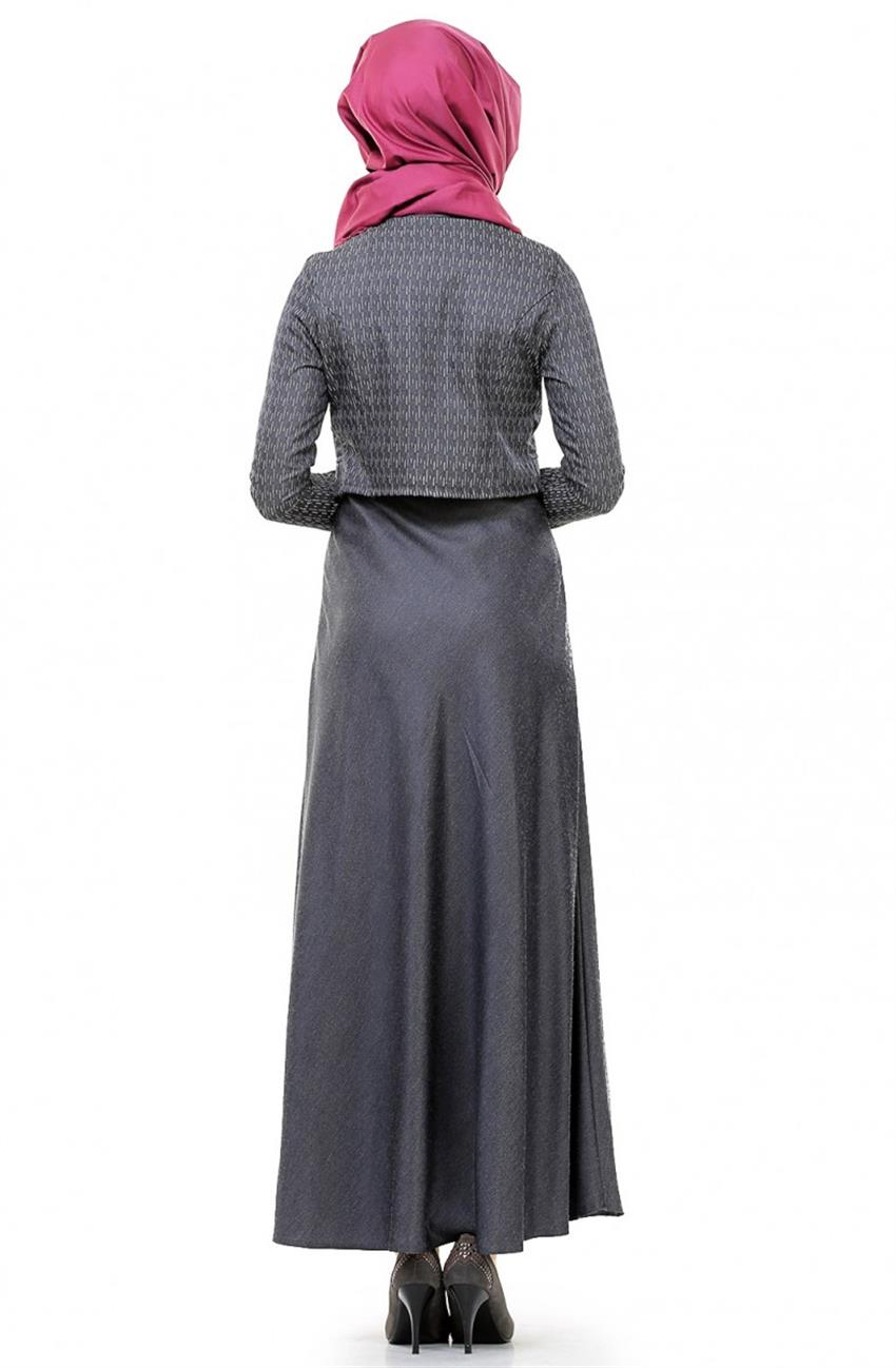 Bolerolu Elbise Lacivert Takım 8091-17