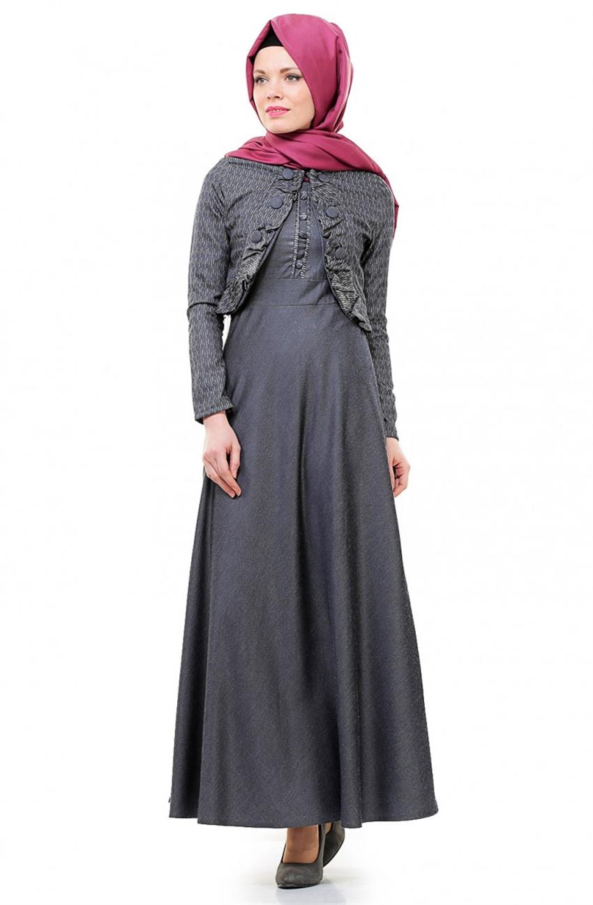 Bolerolu Elbise Lacivert Takım 8091-17