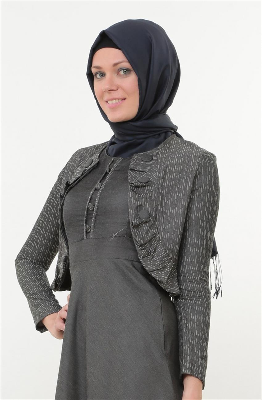 Bolerolu Elbise Siyah Takım 8091-01