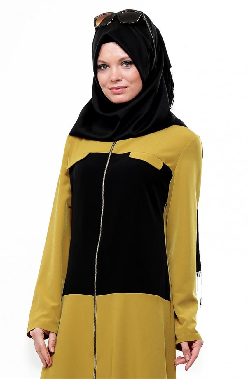 Abaya-Mustard Black 1037-5501