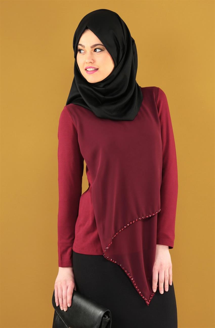 Blouse-Claret Red K9011-67