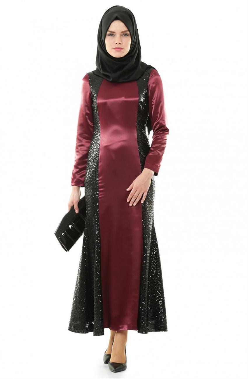 Evening Dress Dress-Claret Red ZEN3001-1018-67