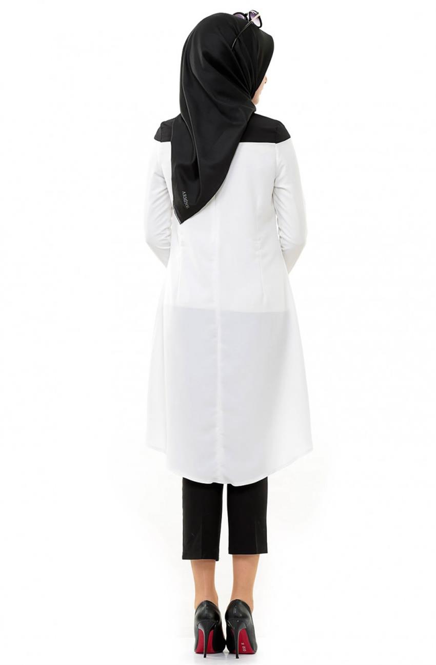 Beyaz Tunik Siyah 3009-0201