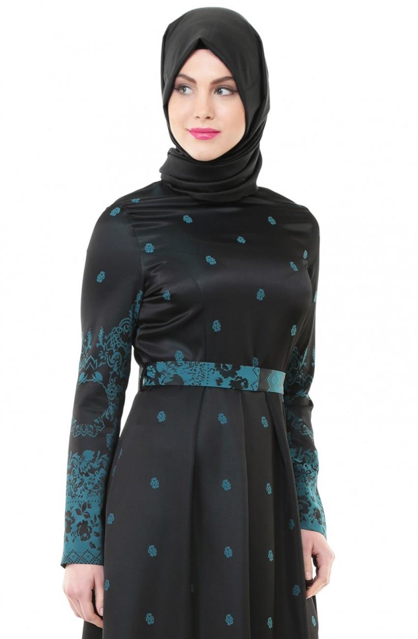 فستان-أسود بترولي ARM7028-0156