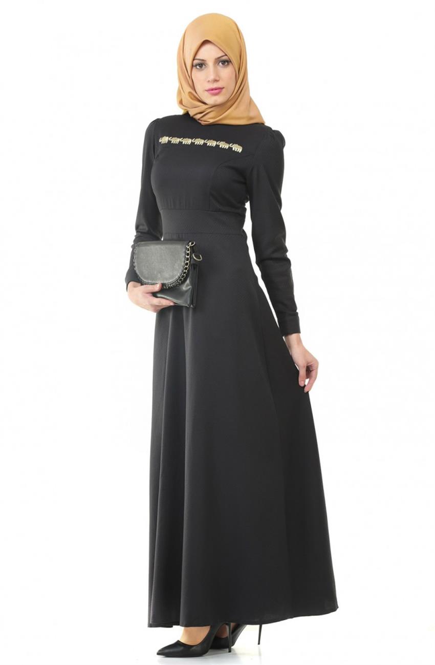 Ameerah Siyah Elbise 5907-01