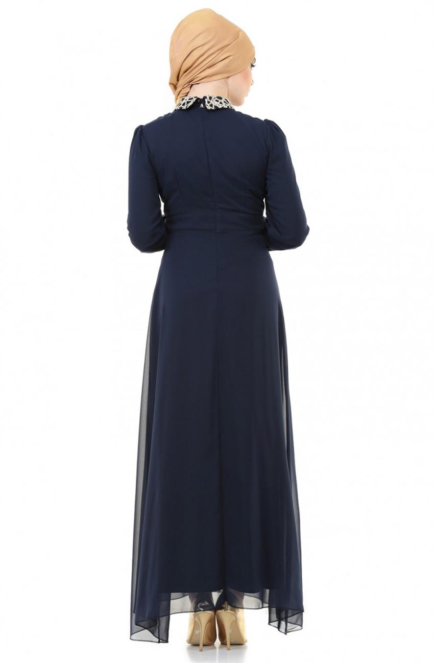 Evening Dress Dress-Koyu Navy Blue ARM7026-101