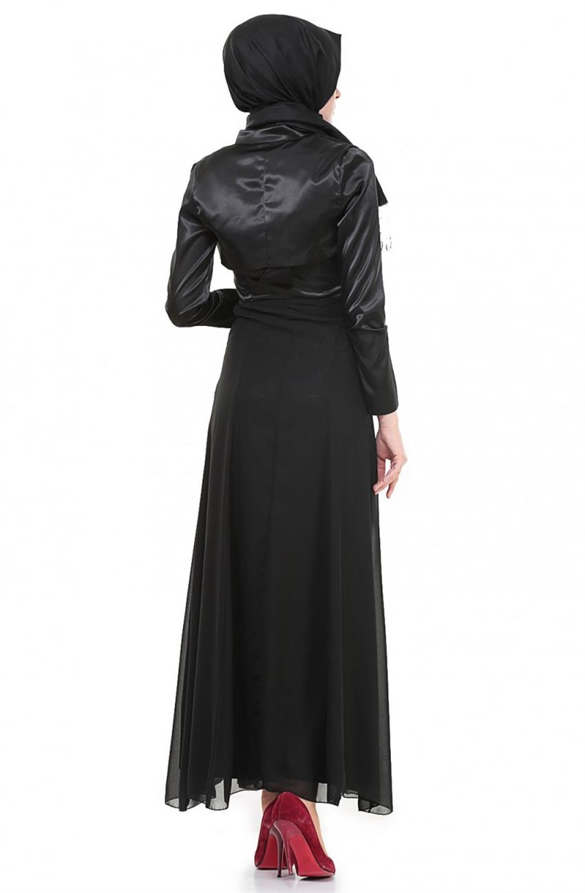 Abiye Bolerolu Siyah Elbise 3230-01