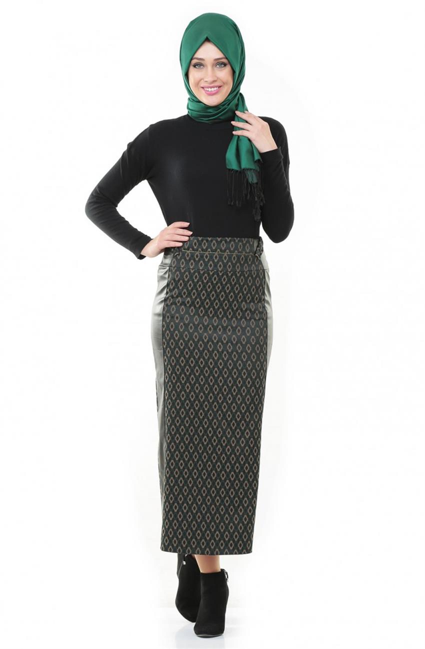Skirt-Black Green 3489-0121