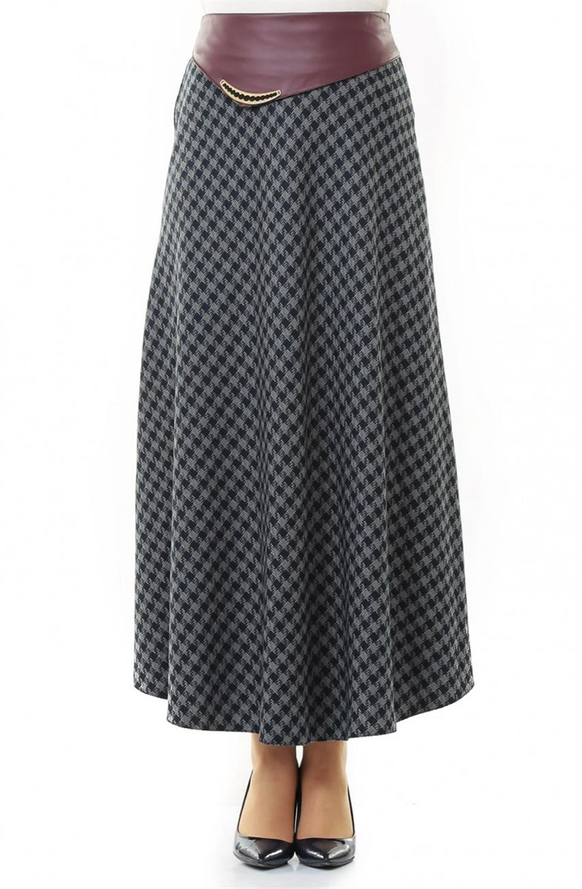 Skirt-Navy Blue Gray 3450-1704
