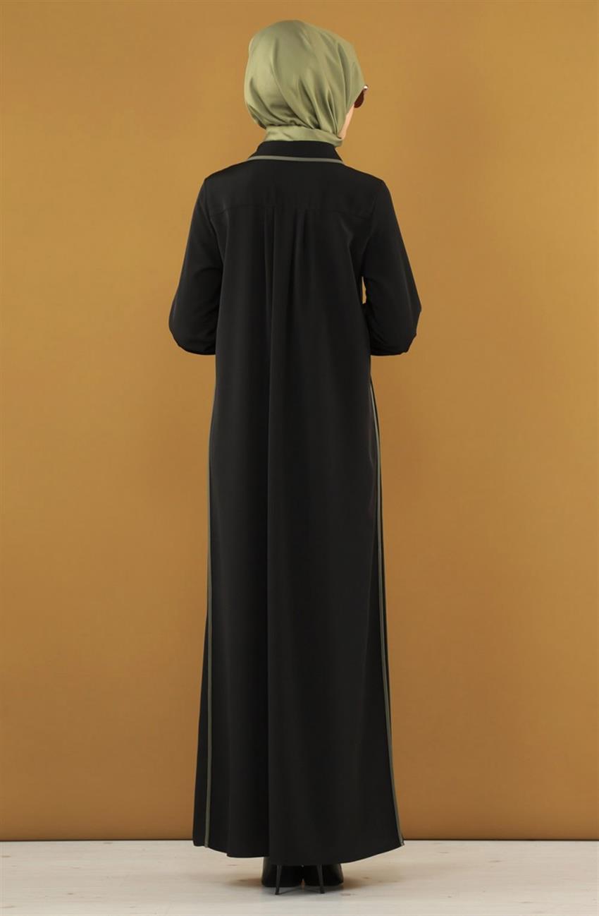 Abaya-Black Khaki 1024-0127