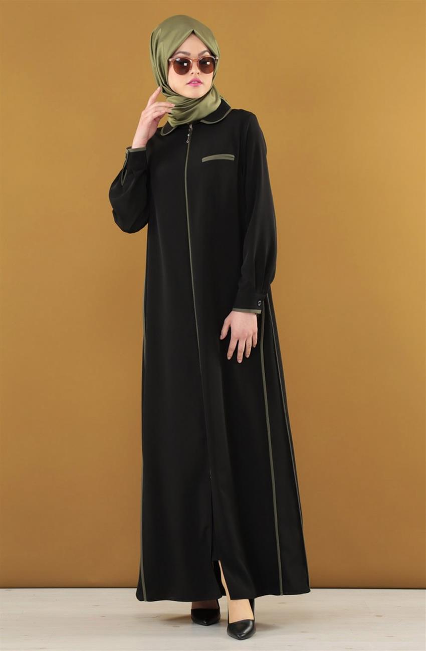 Abaya-Black Khaki 1024-0127
