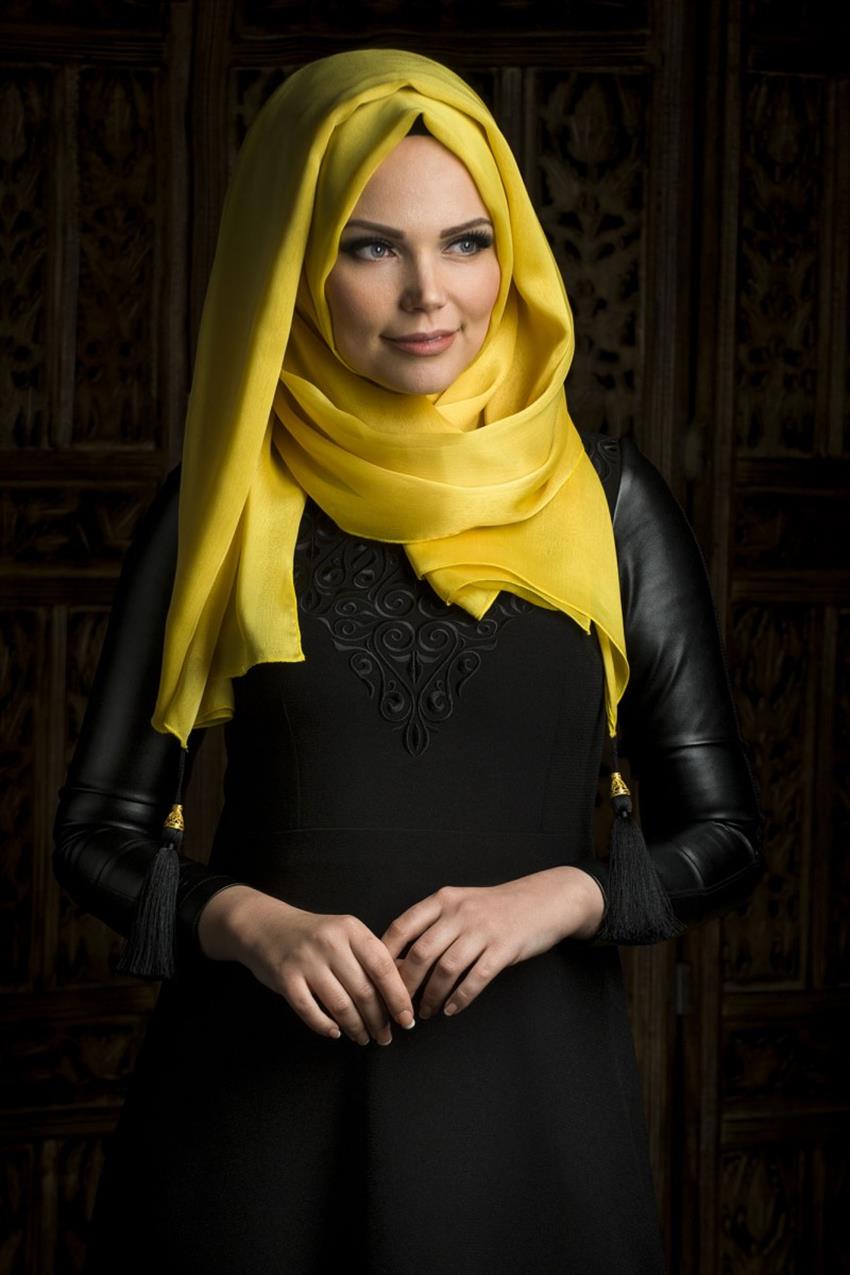 Muslima Wear Püsküllü Şal-Sarı