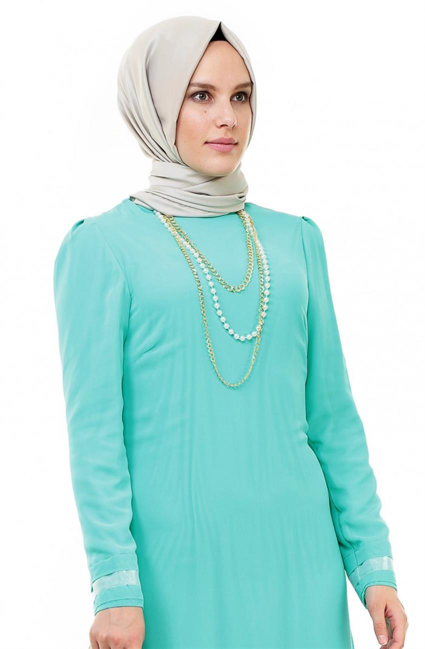 Püskül Detaylı Abiye Mint Elbise 427-24