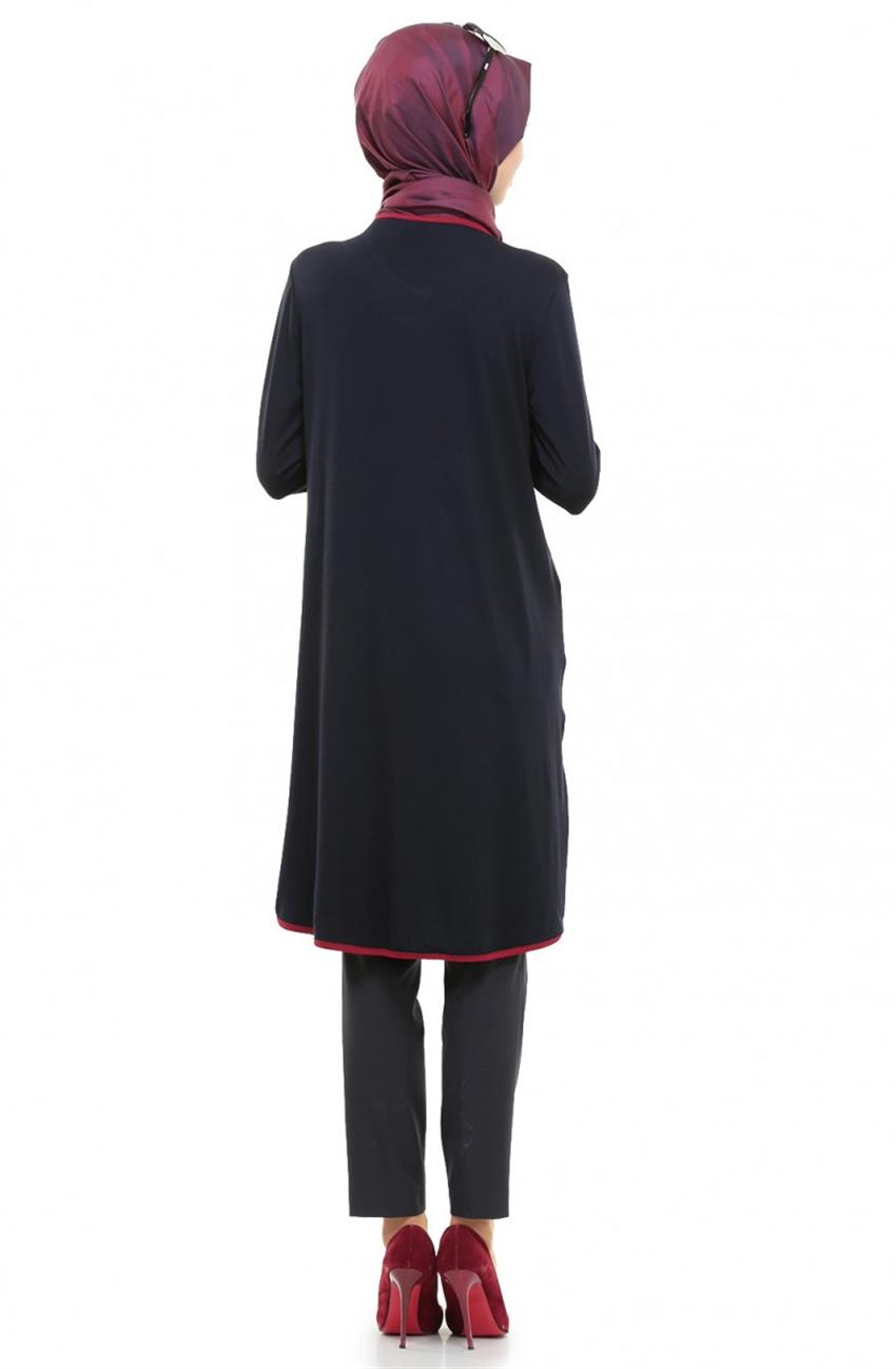 Tunic-Navy Blue Claret Red 8928-1767