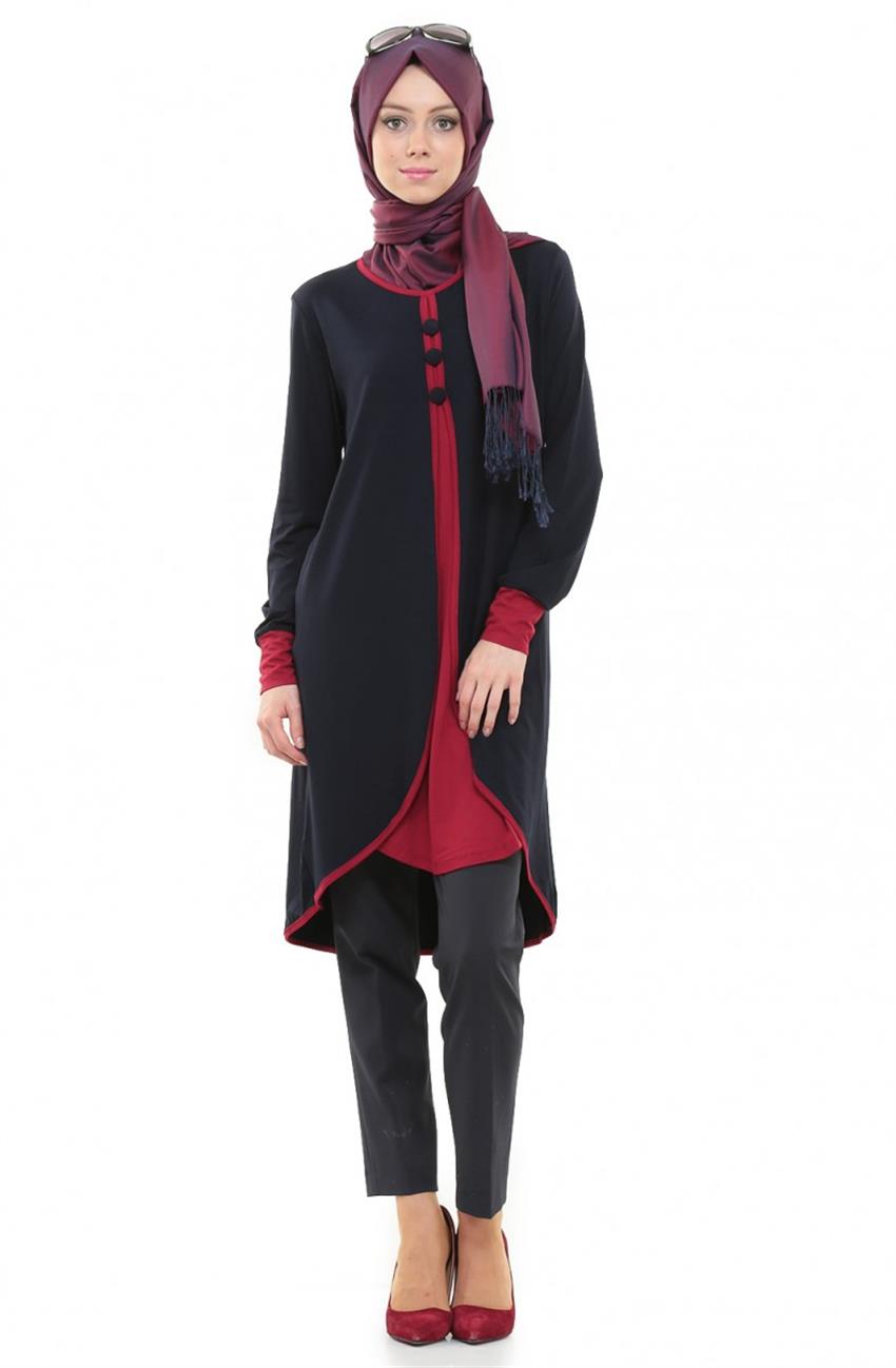 Tunic-Navy Blue Claret Red 8928-1767