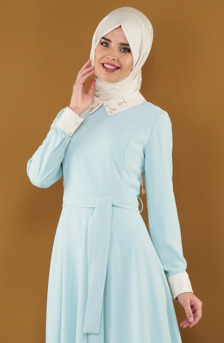 Dantel Detaylı Mint Elbise DO-B4-63015-54