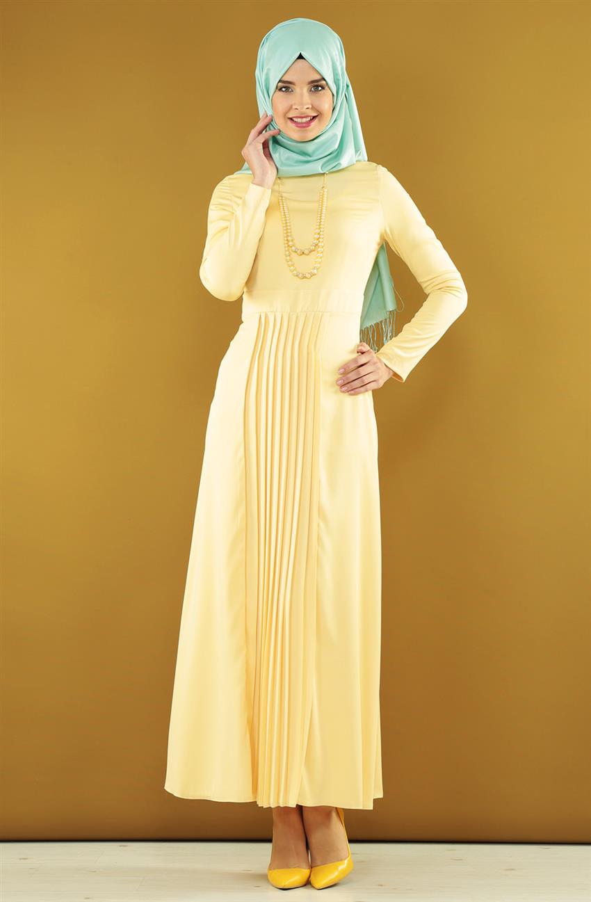 Dik Yaka Sarı Elbise ARM7073-29