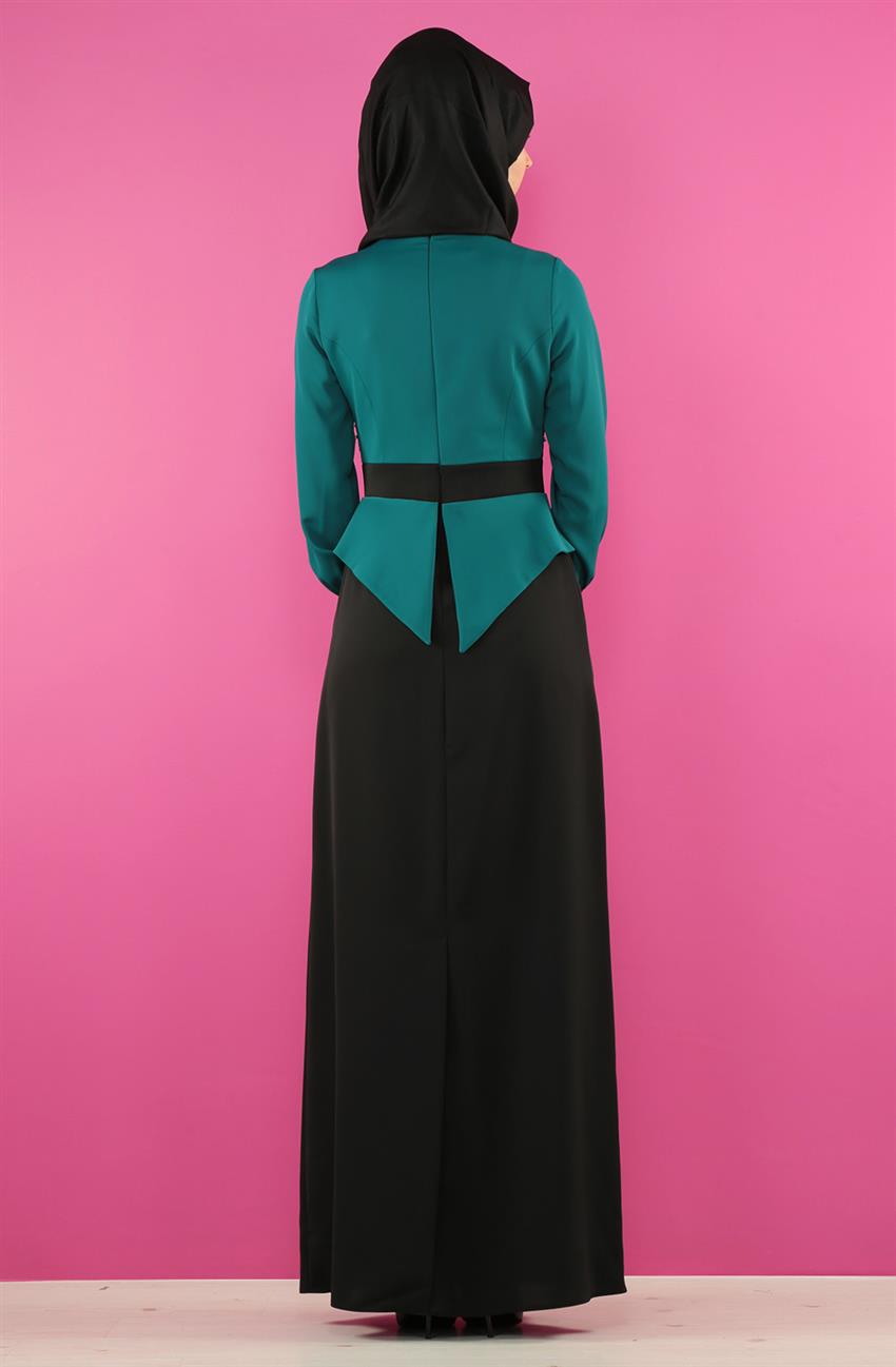 Evening Dress Dress-Black Green 2044-0121