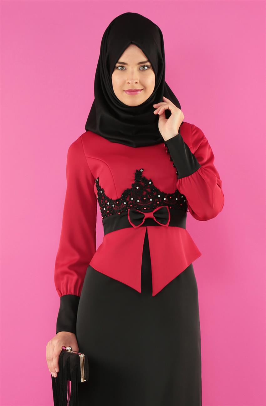 فستان سهرة فستان-أسود أحمر ar-2044-0134
