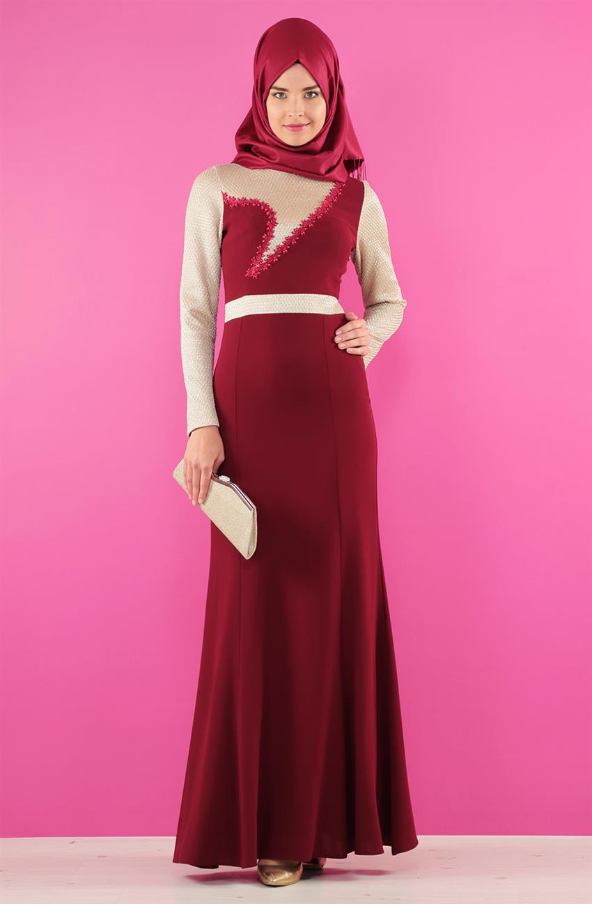 Evening Dress Dress-Claret Red 2121-67