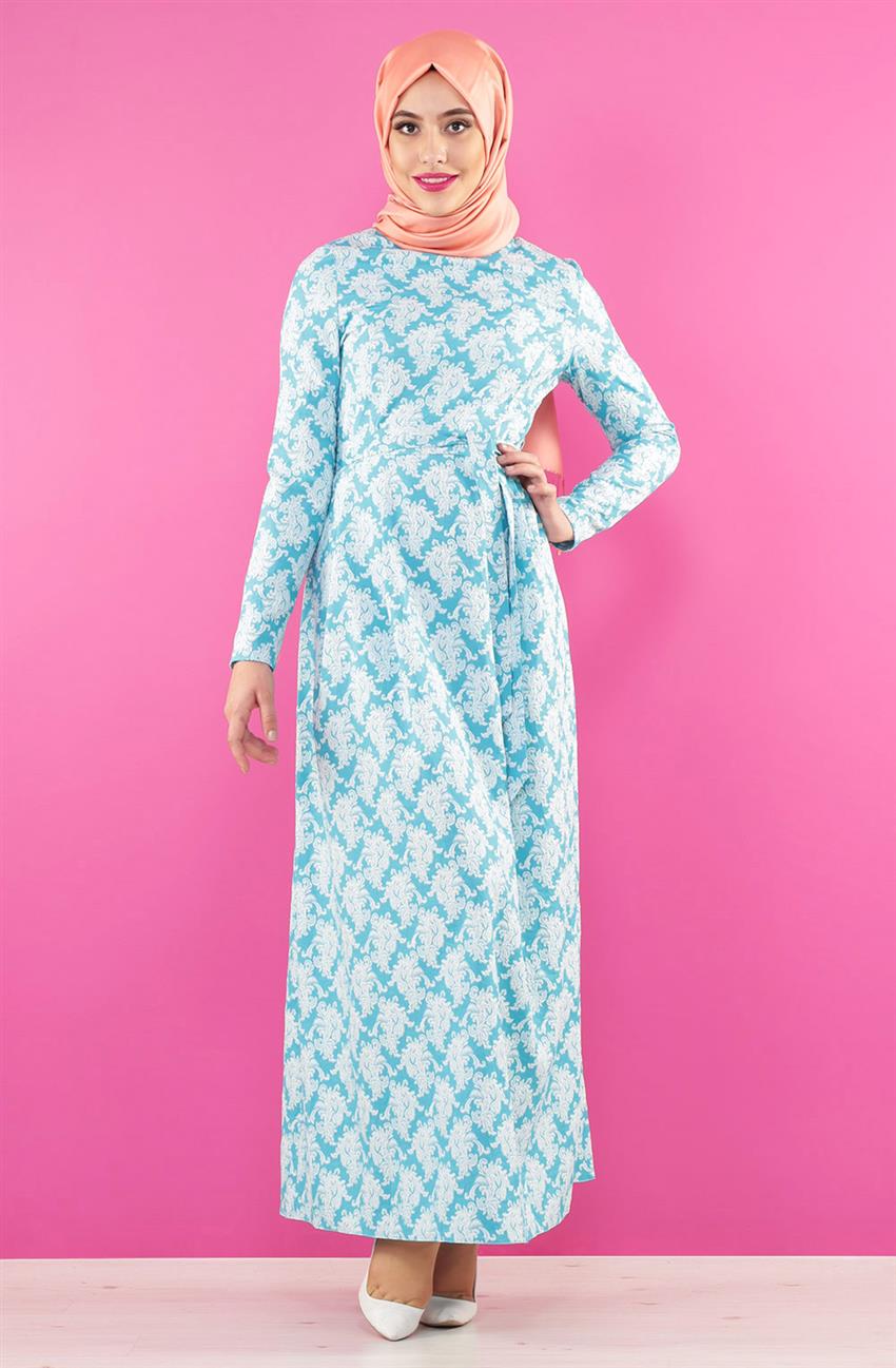 Evening Dress Dress-Turquoise 7041-19