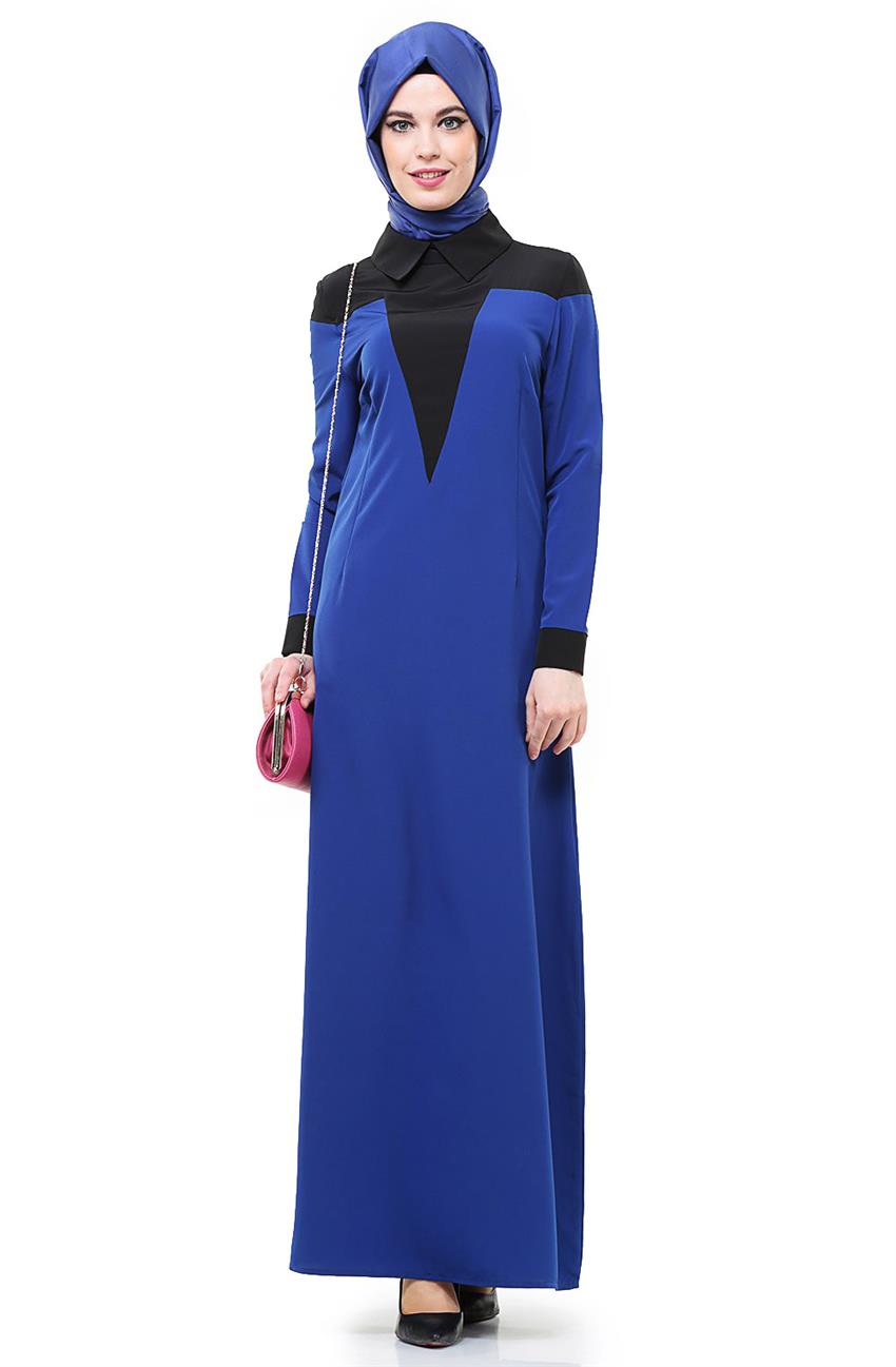 فستان-أزرق غامق أسود ar-33008-4701